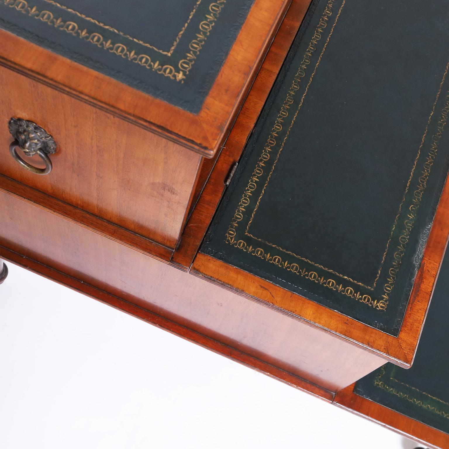 Leather Victorian Pair of English Library Step Stands For Sale