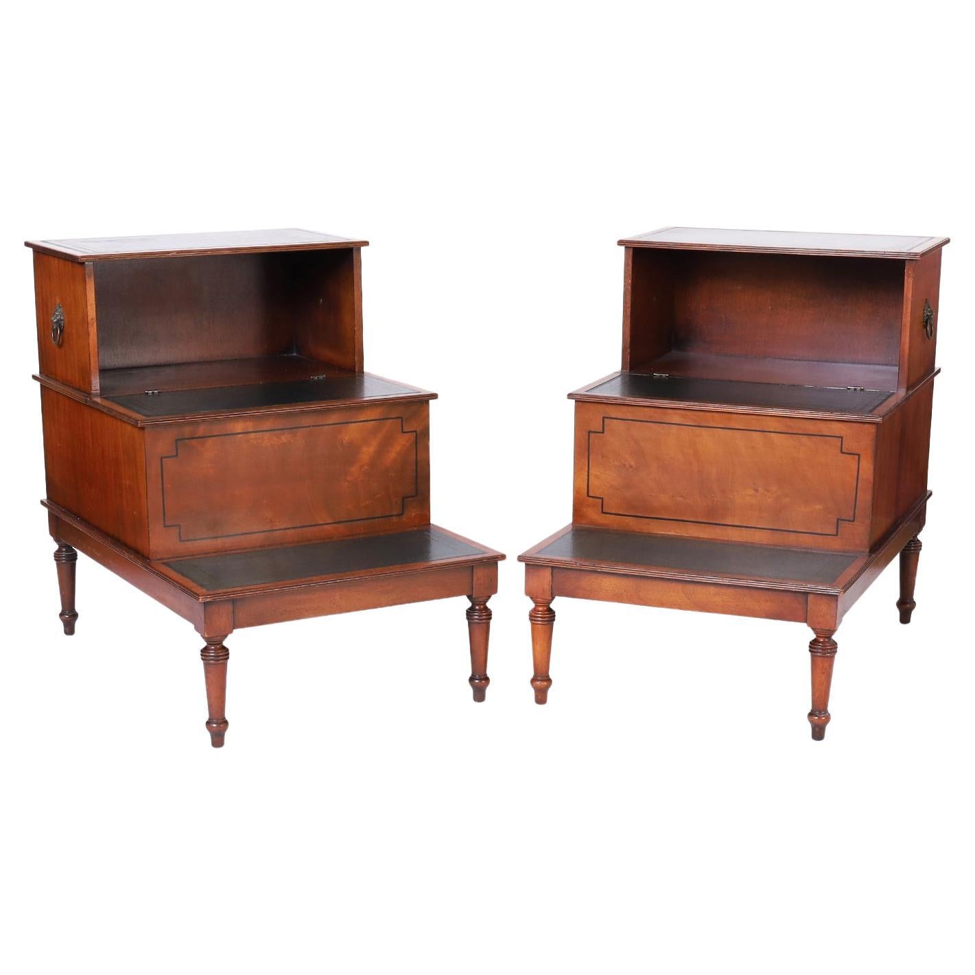 Victorian Pair of English Library Step Stands For Sale