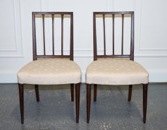 VICTORIAN PAiR OF SIDE CHAIRS WITH CREAM FABRIC SEATS