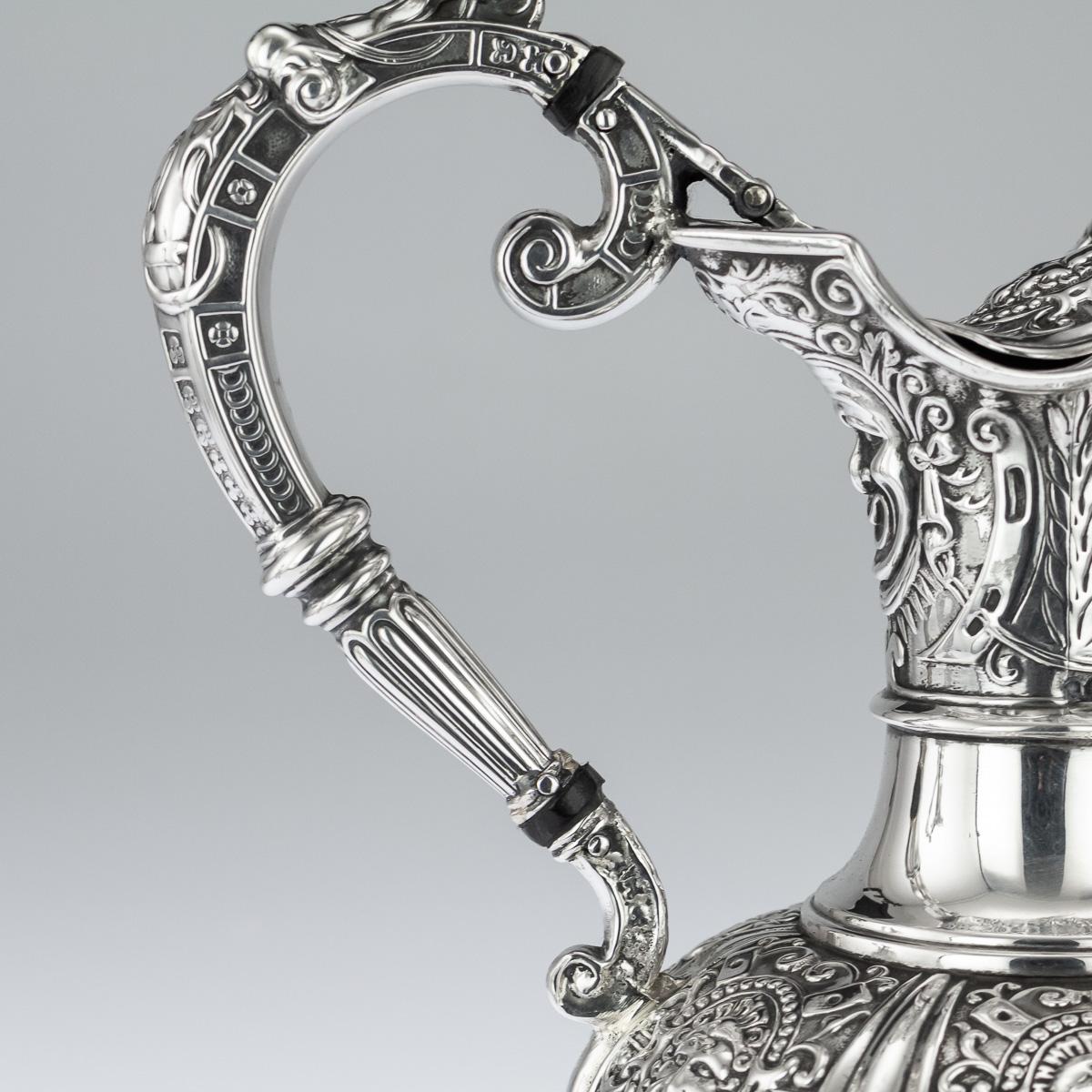 Victorian Pair of Solid Silver Cellini Ewer Jugs, Sheffield, circa 1890 6