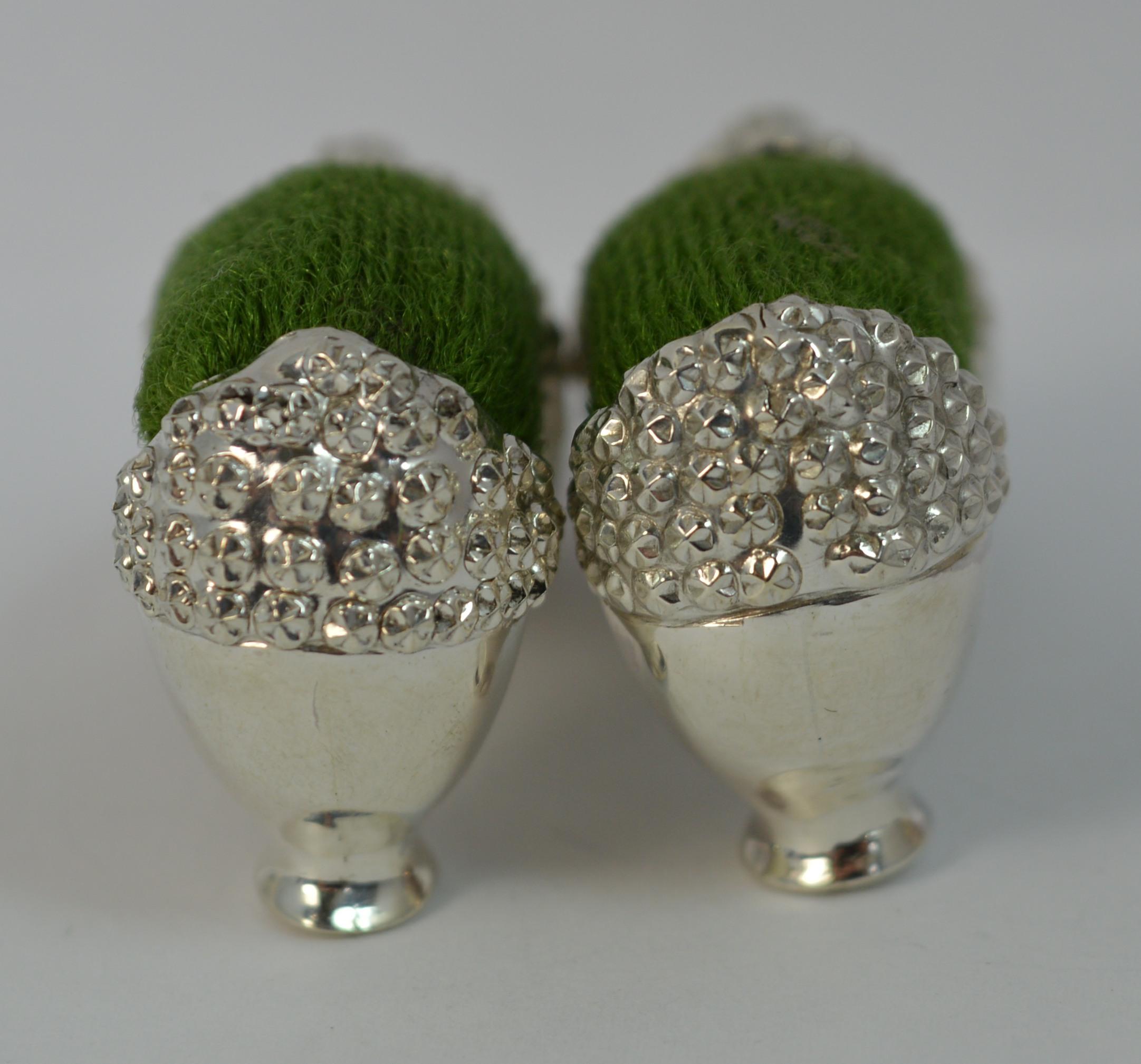 Victorian Pair of Solid Silver Shoe Shaped Pin Cushions 4