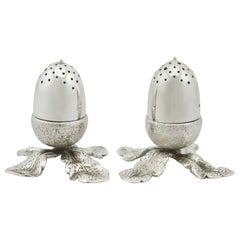 Victorian Pair of Sterling Silver Acorn Peppers by Alexander Crichton