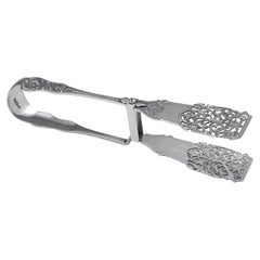 Paire de pinces de service à asperges en argent sterling de style victorien, motif King 1898