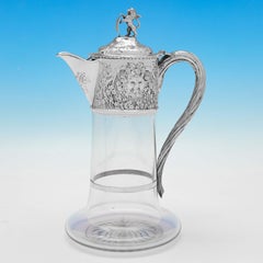 Victorian Pair of Sterling Silver Claret Jugs - London 1874 Charles Boyton