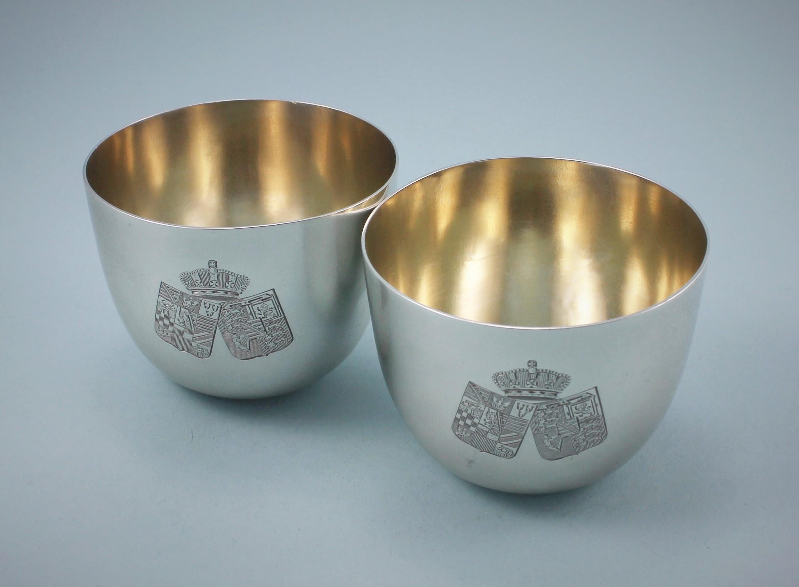English Victorian Pair of Sterling Silver Tumbler Cups, London, 1891 For Sale