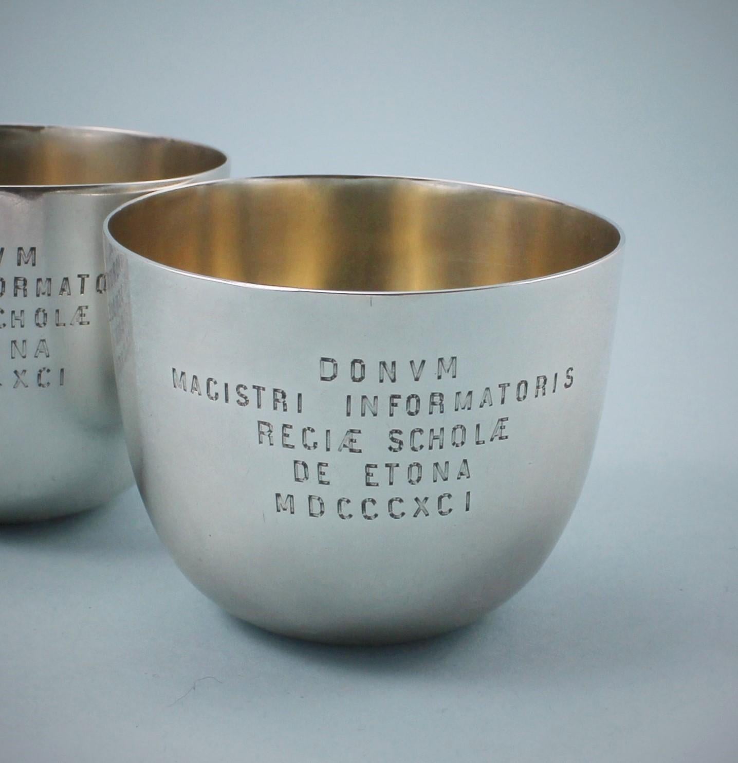 Victorian Pair of Sterling Silver Tumbler Cups, London, 1891 For Sale 2