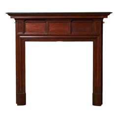 Victorian Panelled Walnut Antique Fire Mantel