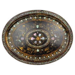 Victorian Papier-Mâché and Mother-of-Pearl Inlaid Tray Benetfink & Co., London
