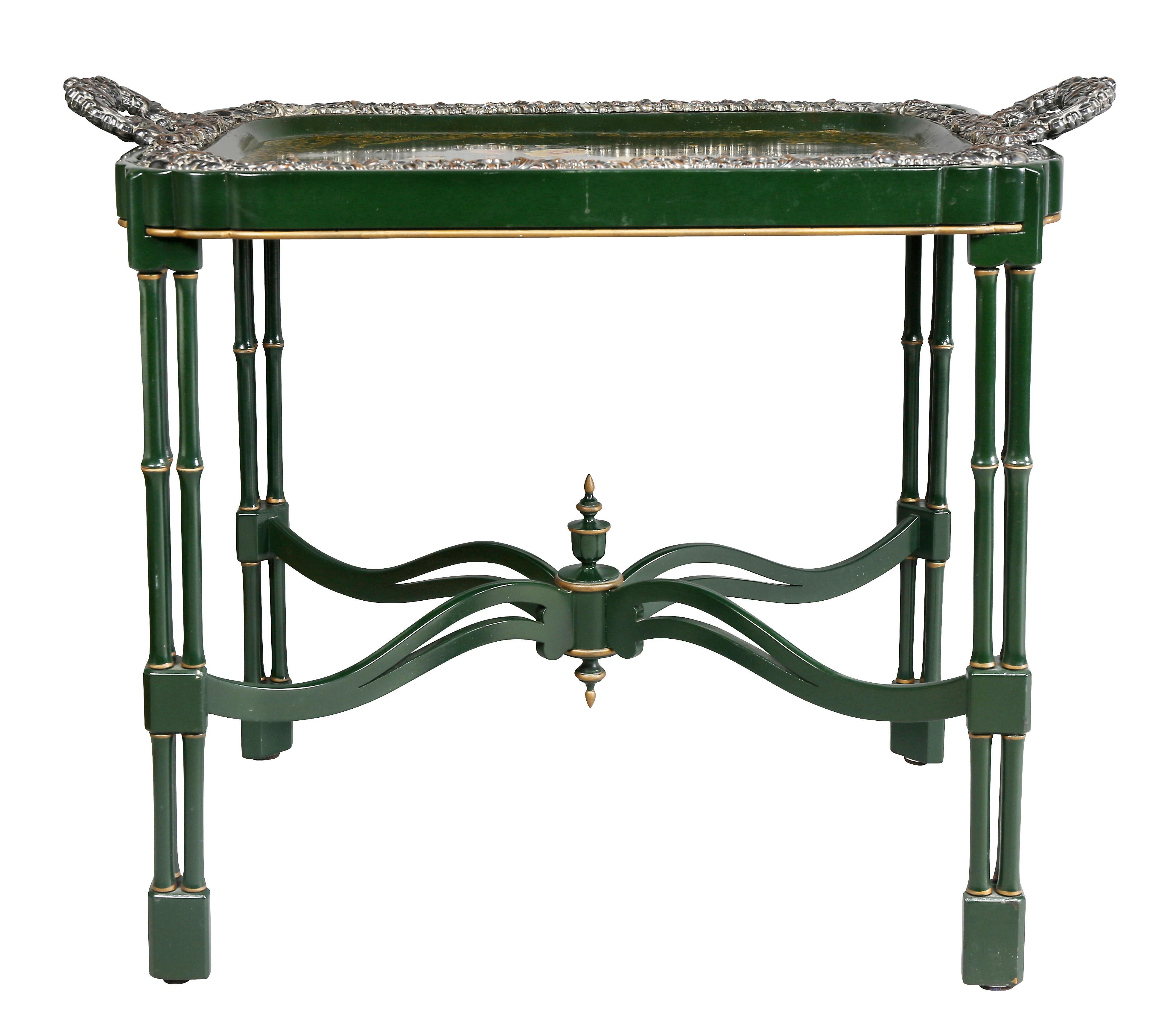 Victorian Papier Mache and Silver Plated Tray Table 8