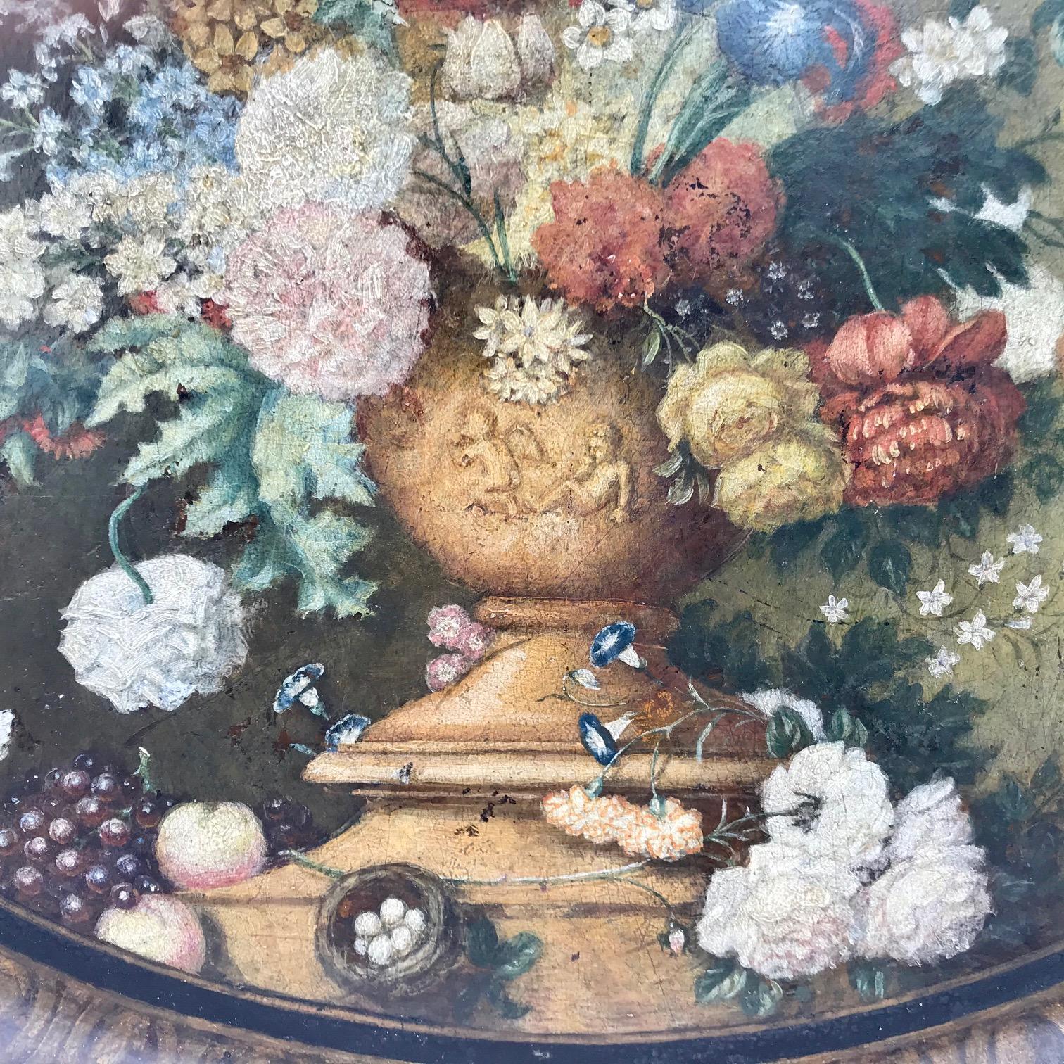 Victorian Papier Mâché Oval Tray, Painted with Flowers In Good Condition In Montreal, QC