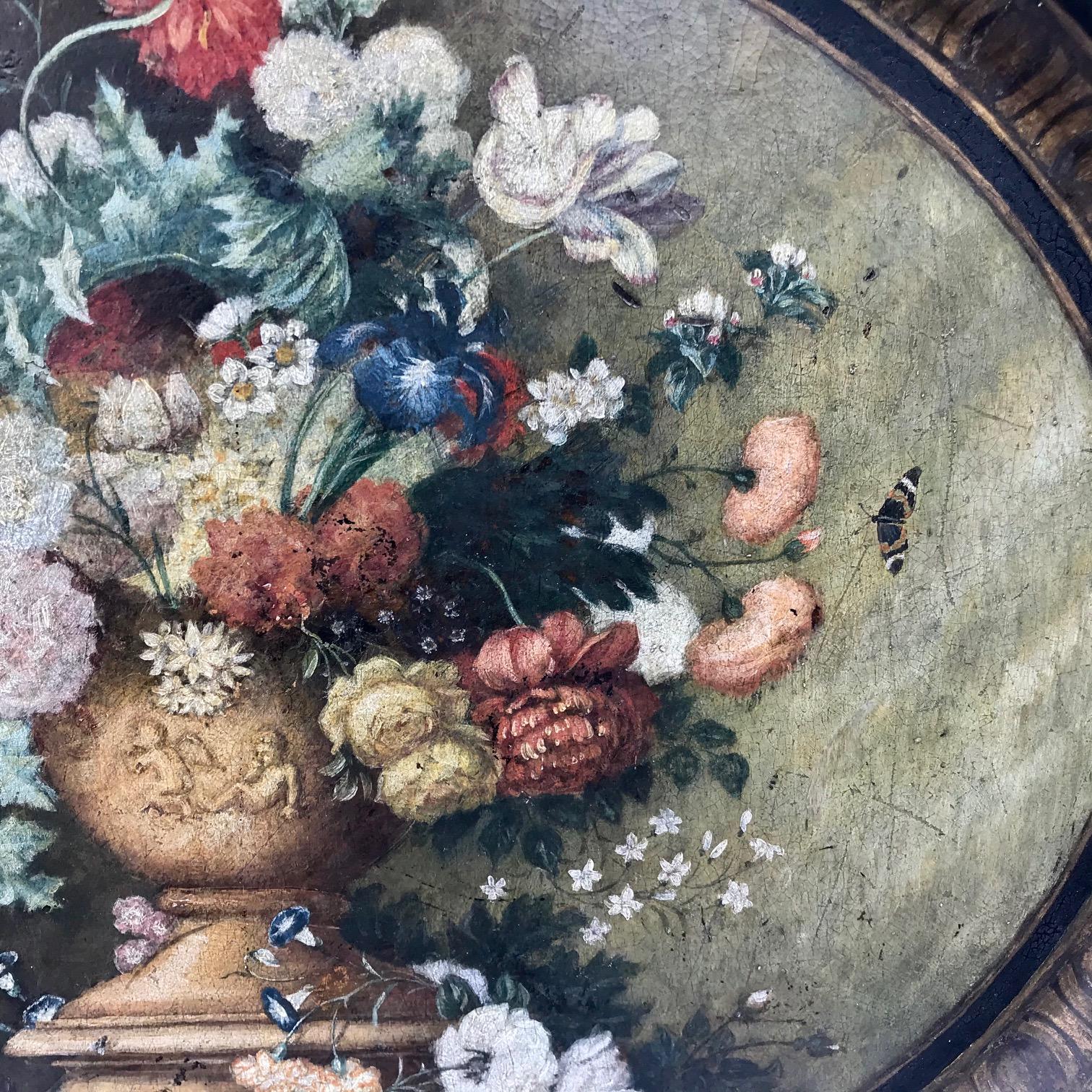 19th Century Victorian Papier Mâché Oval Tray, Painted with Flowers