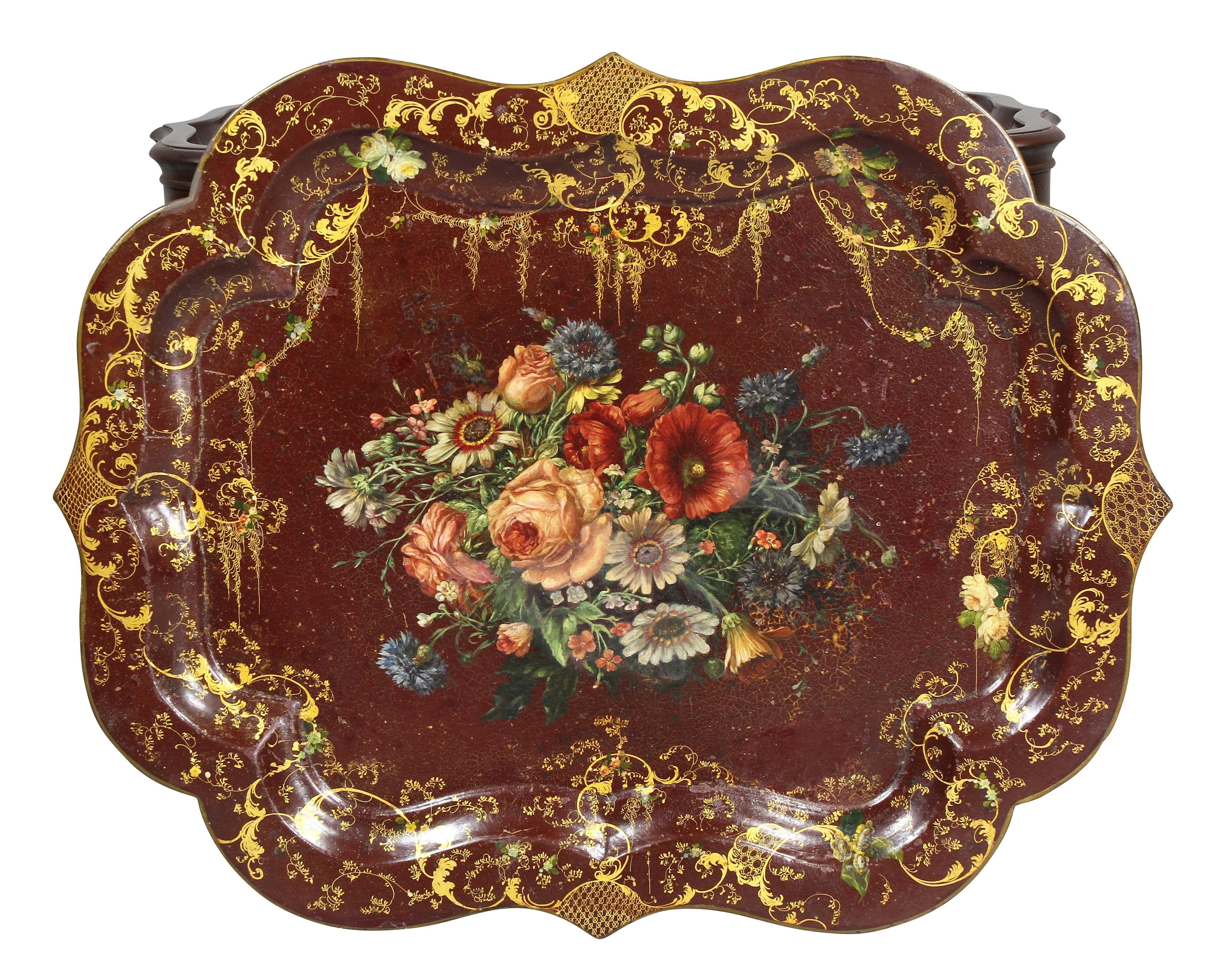 English Victorian Papier Mache Tray Table For Sale