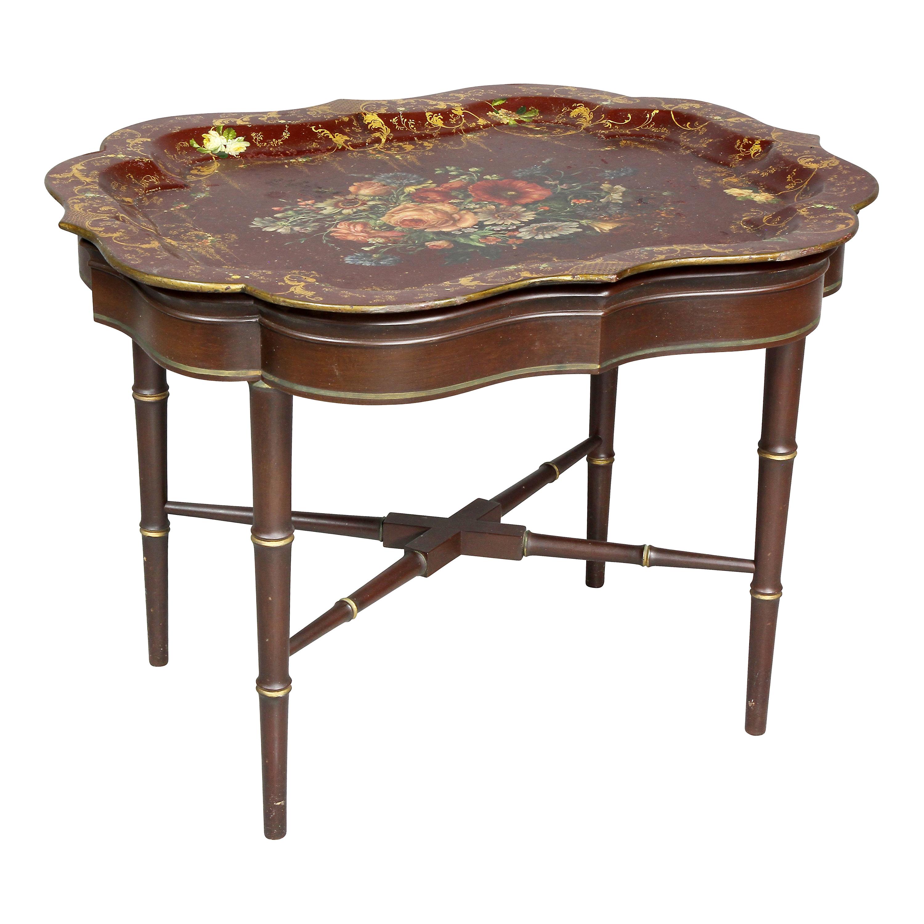 Victorian Papier Mache Tray Table For Sale