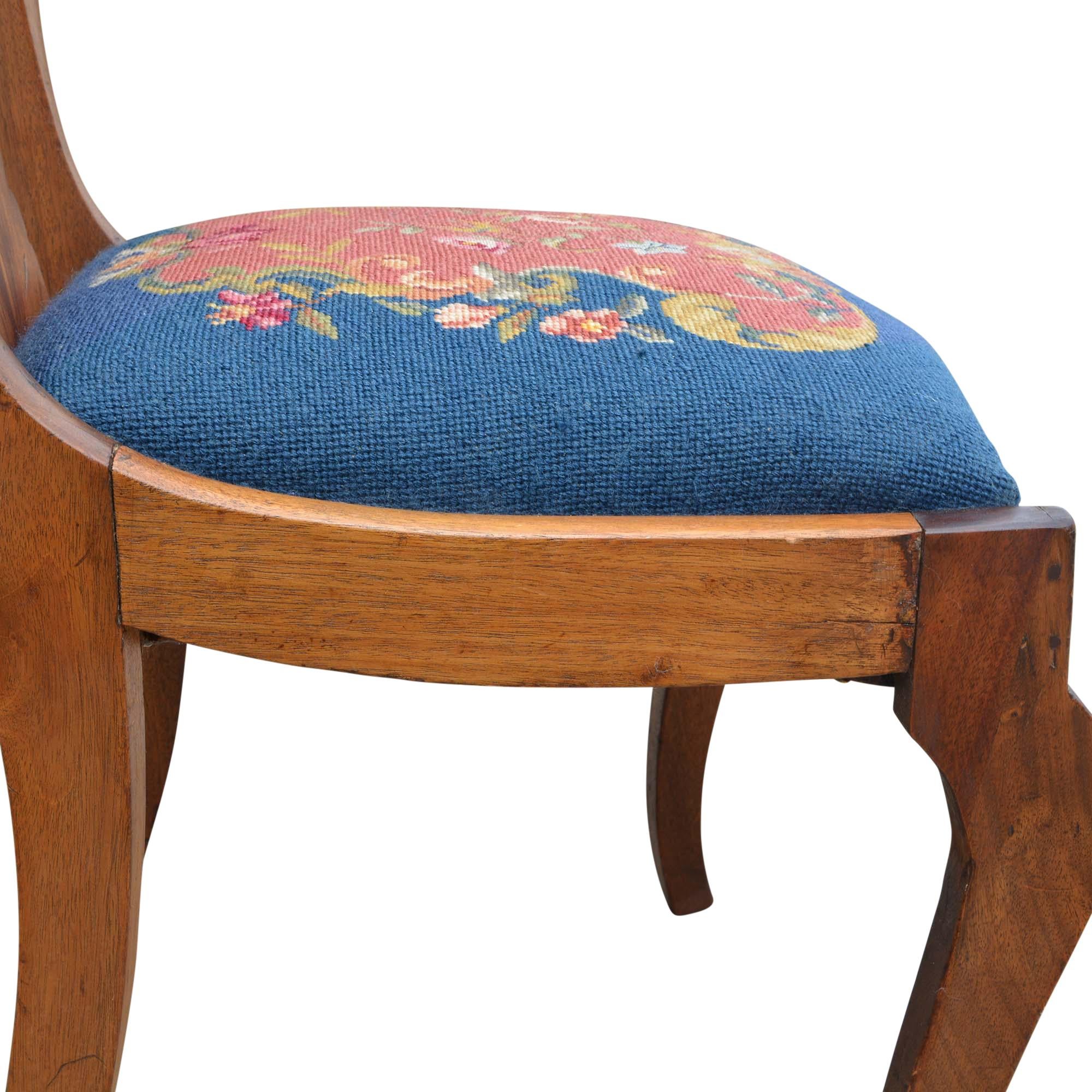 20th Century Victorian Parlor Chair with Needlepoint Seat