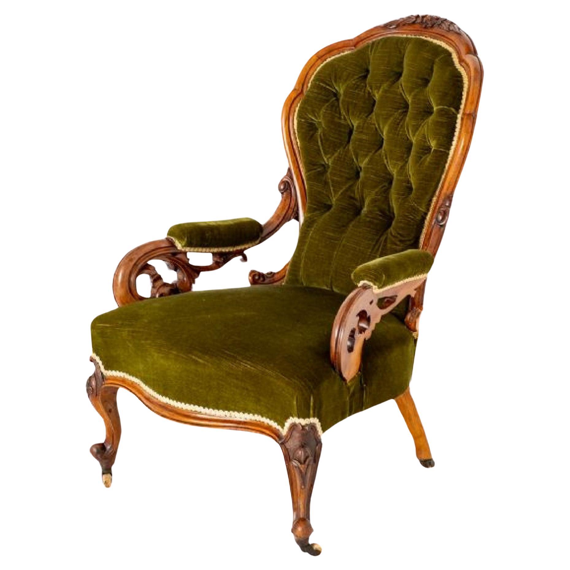Victorian Parlour Arm Chair Walnut For Sale
