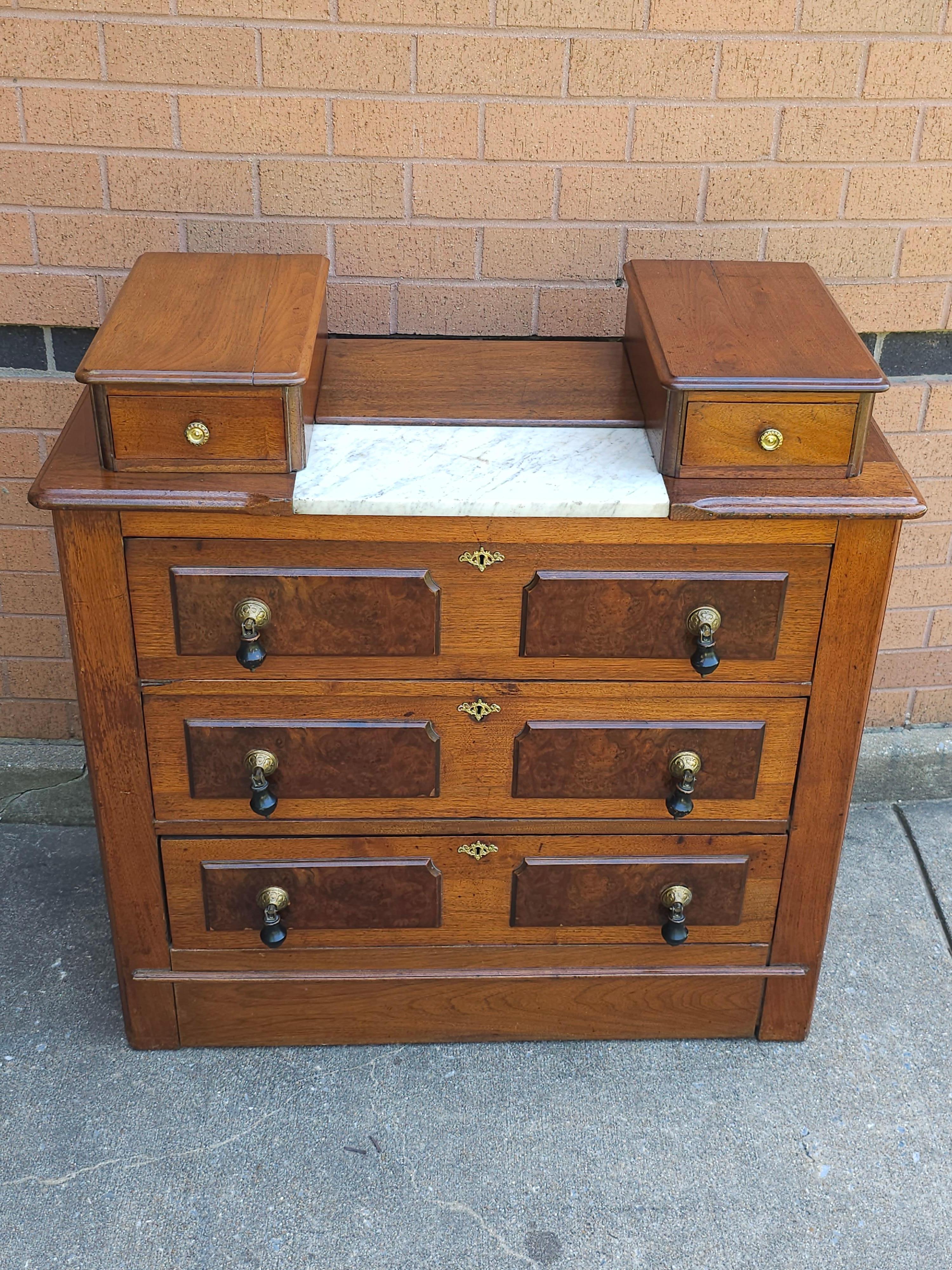American Victorian Partial Burled Mahogany Chest of Drawers For Sale