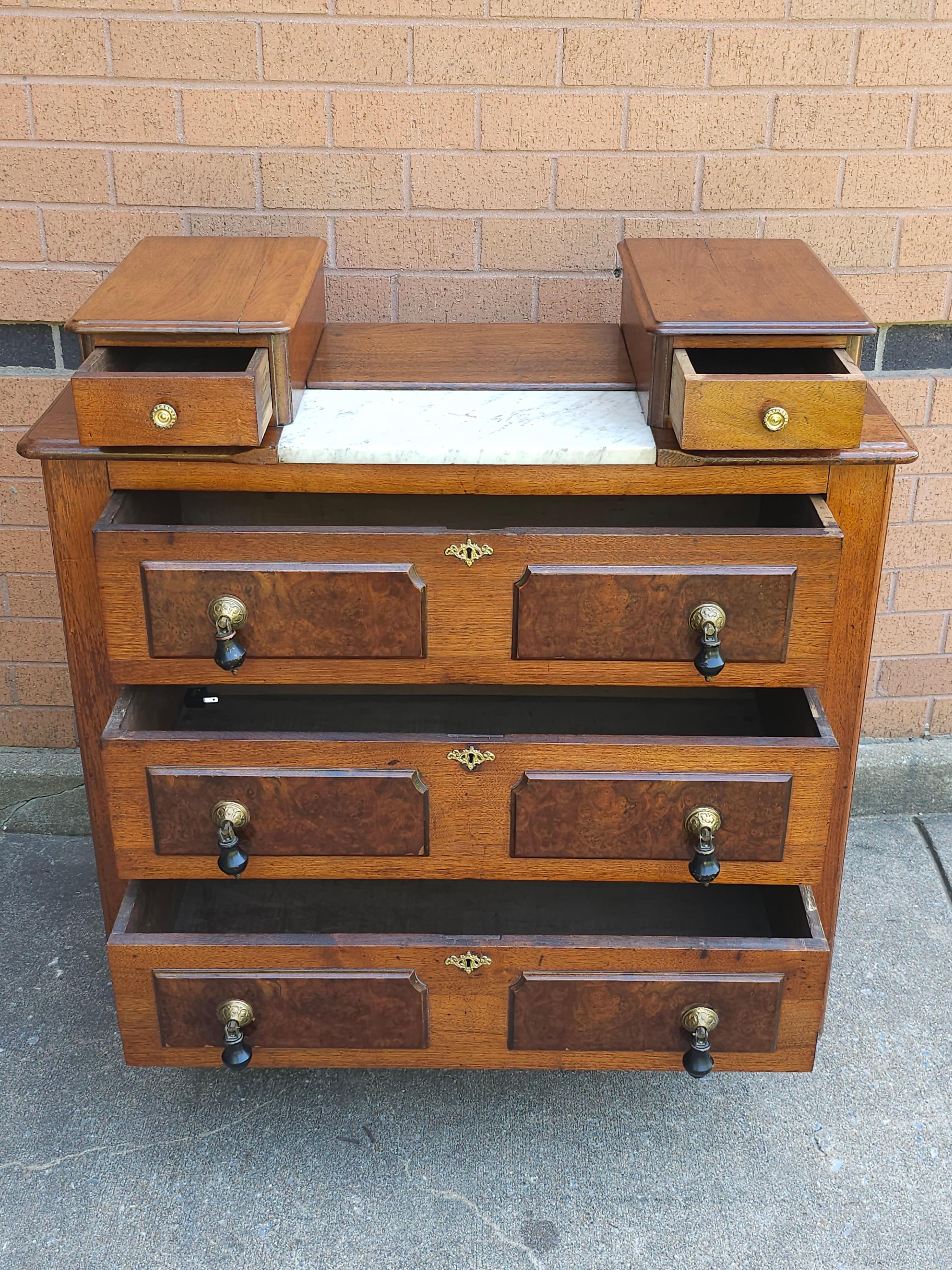 Other Victorian Partial Burled Mahogany Chest of Drawers For Sale