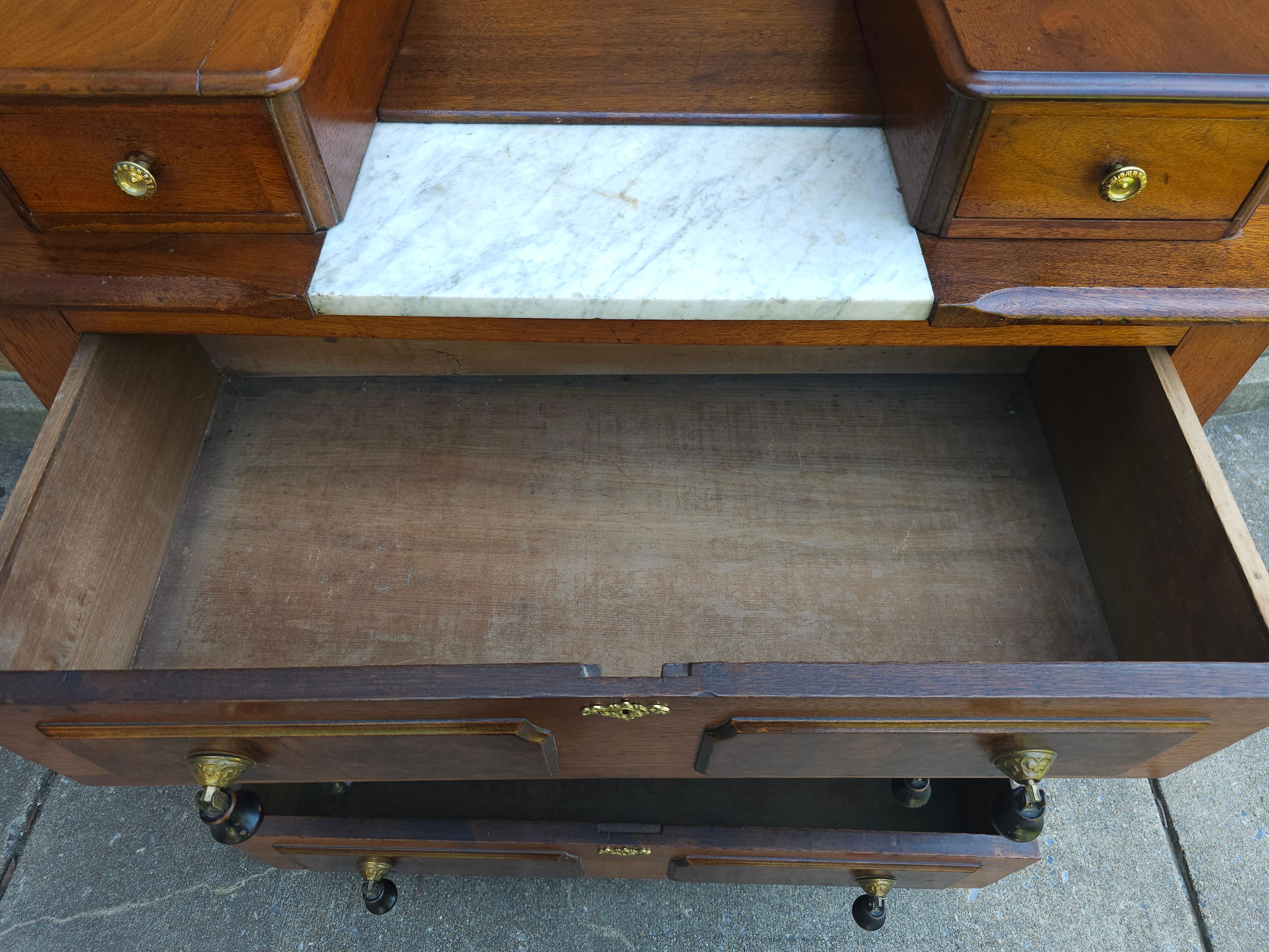 19th Century Victorian Partial Burled Mahogany Chest of Drawers For Sale