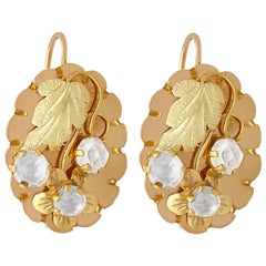 Antique Victorian Paste and Yellow Gold Drop Earrings