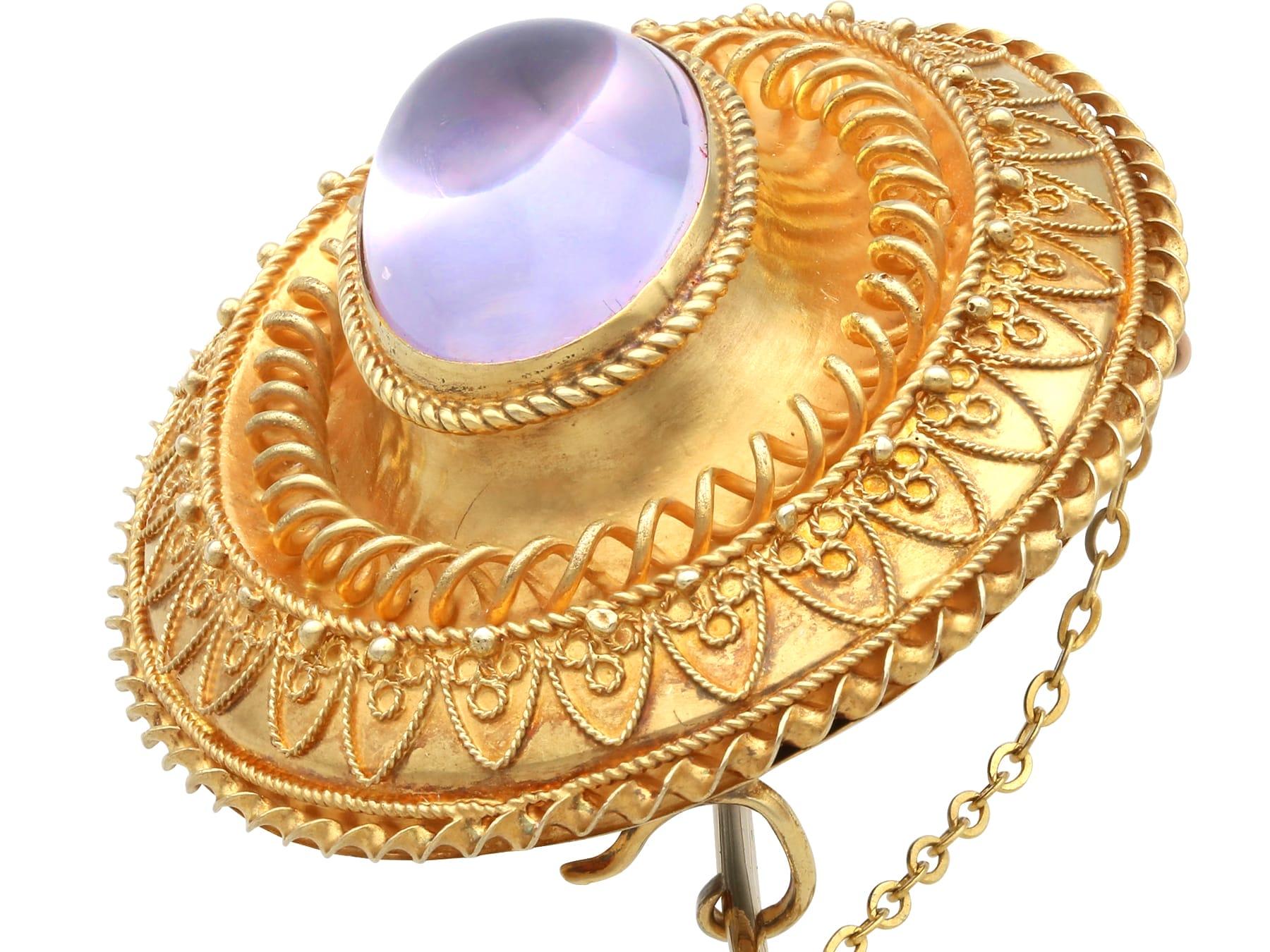 Victorian Paste Cabochon Foil and 15K Yellow Gold Brooch In Excellent Condition For Sale In Jesmond, Newcastle Upon Tyne