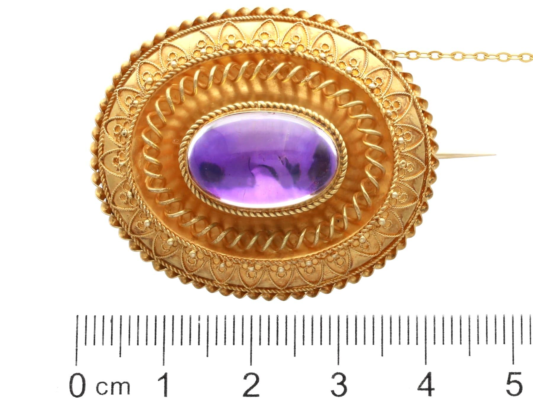 Victorian Paste Cabochon Foil and 15K Yellow Gold Brooch For Sale 3