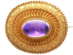 Victorian Paste Cabochon Foil and 15K Yellow Gold Brooch