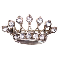 Victorian Paste Crown Brooch 19th Century 