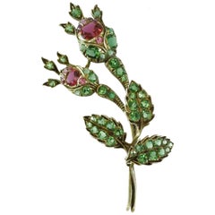 Victorian Paste Rosebud Flower Brooch Pin