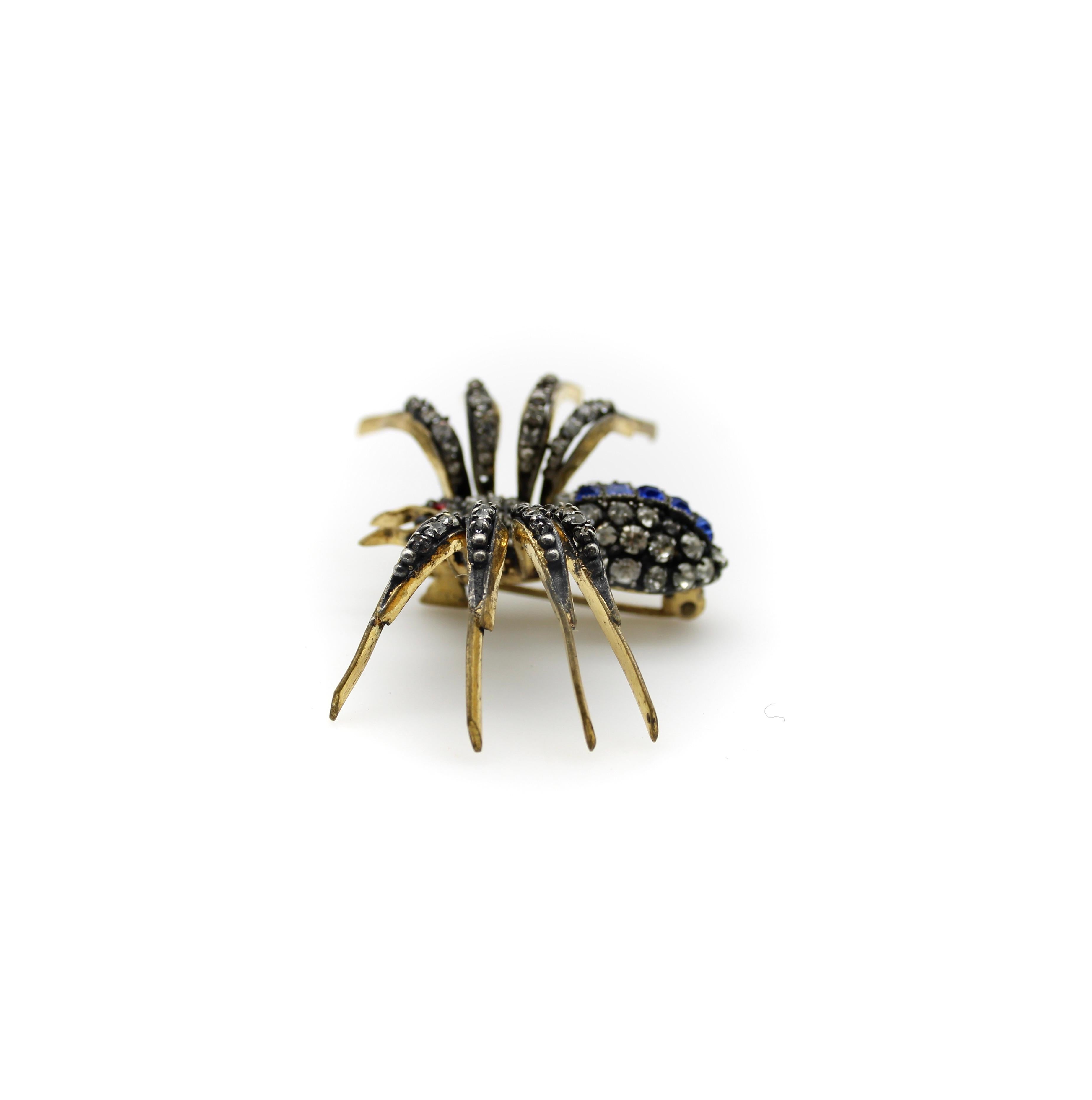 Victorian Paste Spider Brooch in Base Metal For Sale 1