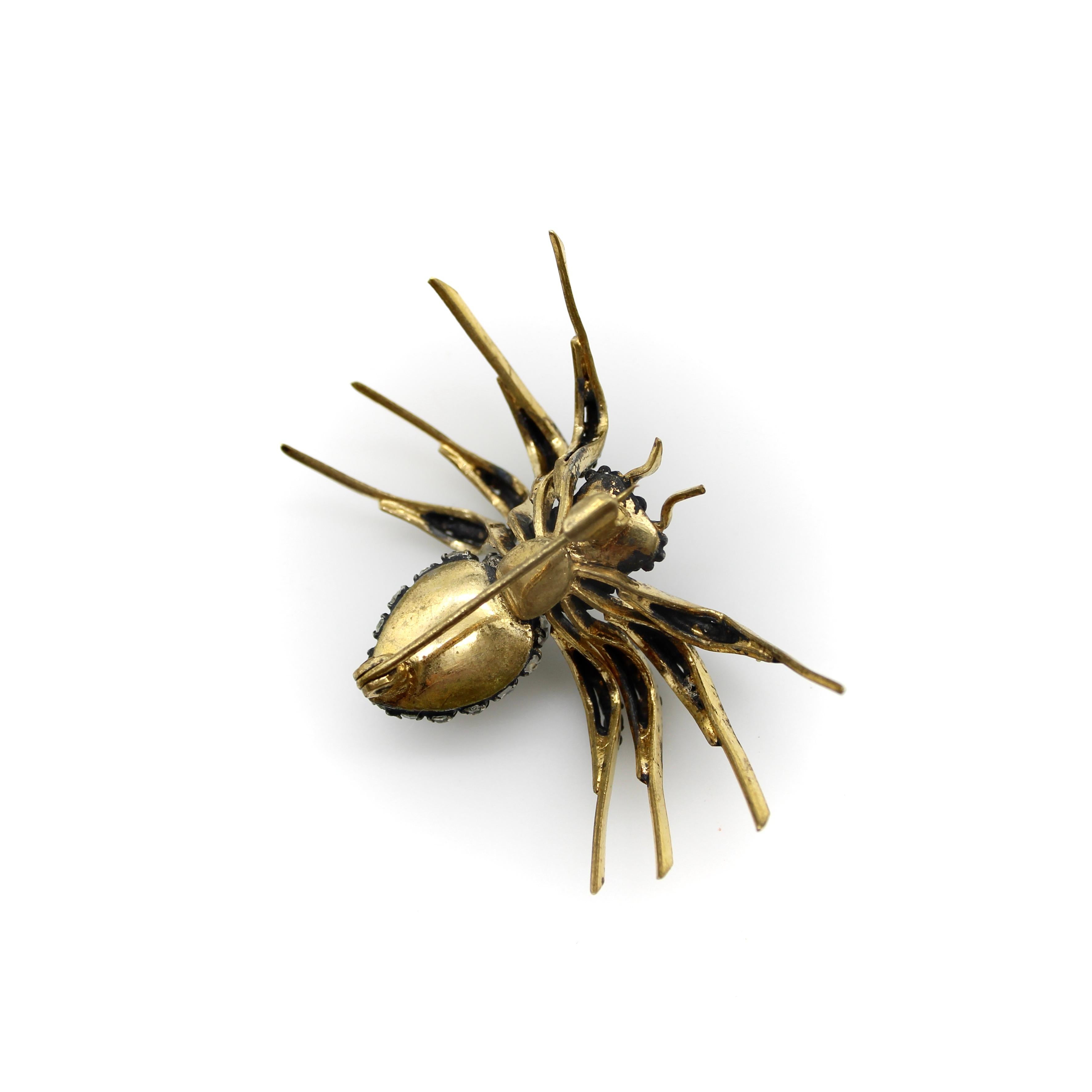 Victorian Paste Spider Brooch in Base Metal For Sale 2
