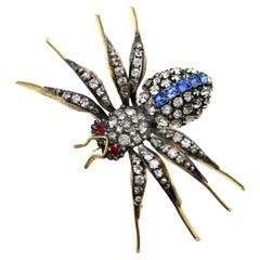 Victorian Paste Spider Brooch in Base Metal