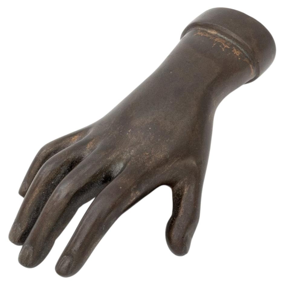 Antique Victorian Hand Model Patinated Bronze Sculpture
