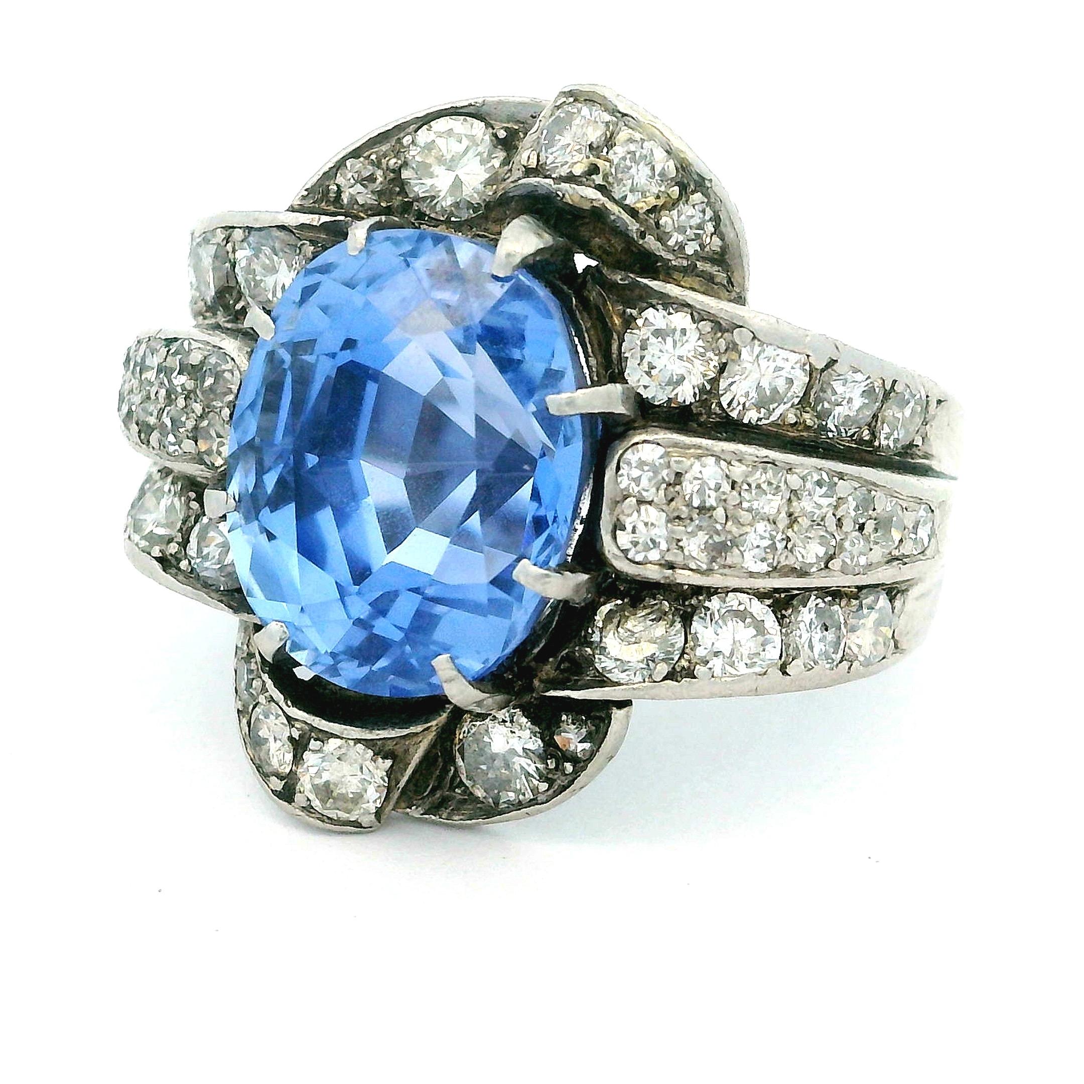 Victorian Paul Matthews Natürlicher Ceylon Saphir & Diamant Ring, GIA zertifiziert im Angebot 5