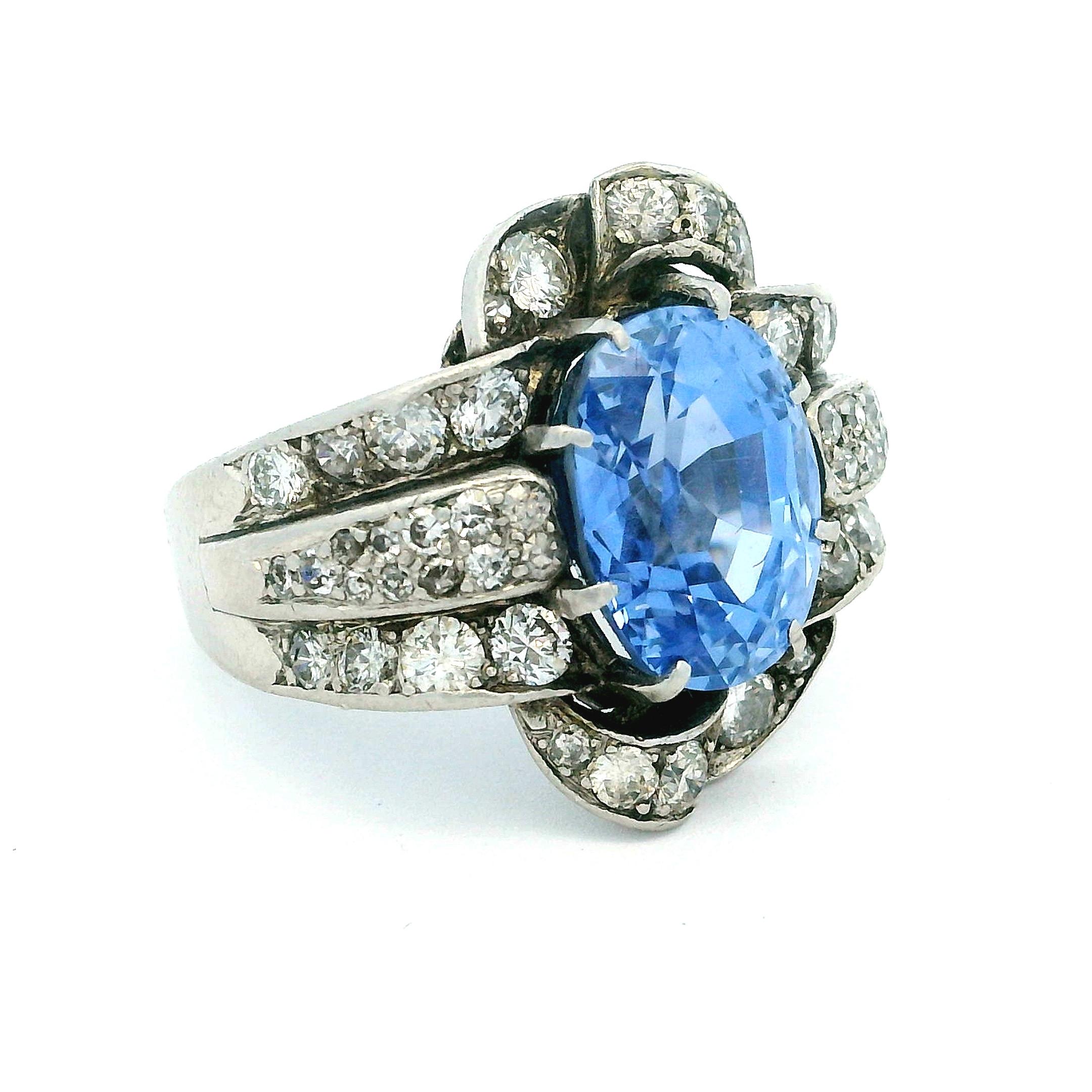 Victorian Paul Matthews Natürlicher Ceylon Saphir & Diamant Ring, GIA zertifiziert (Viktorianisch) im Angebot