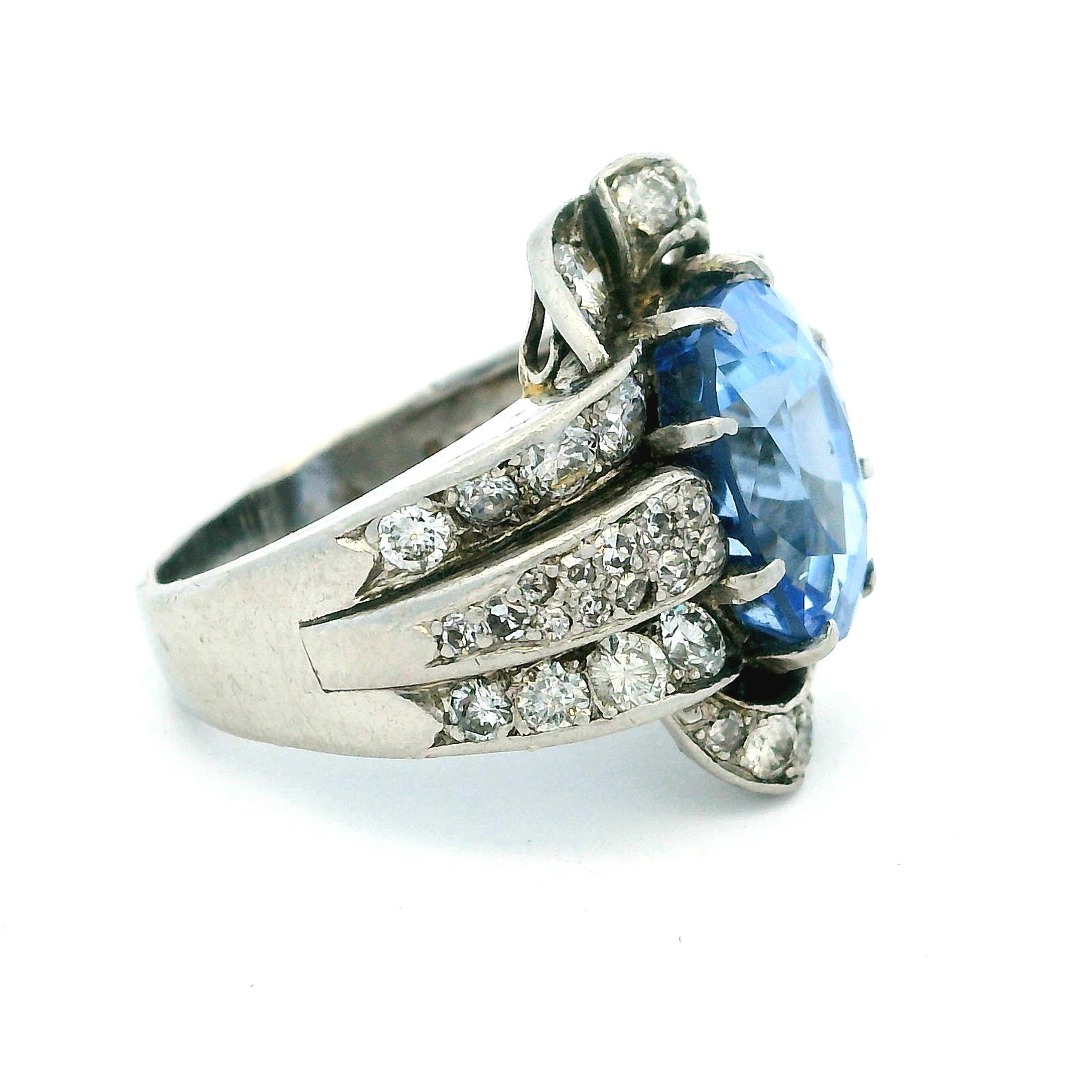 Victorian Paul Matthews Natürlicher Ceylon Saphir & Diamant Ring, GIA zertifiziert (Ovalschliff) im Angebot