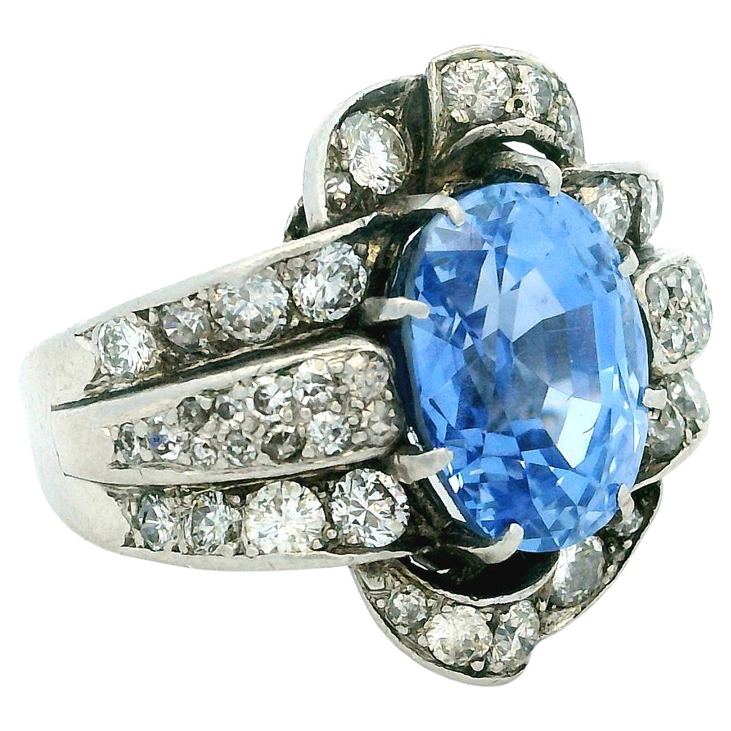 Victorian Paul Matthews Natürlicher Ceylon Saphir & Diamant Ring, GIA zertifiziert im Angebot
