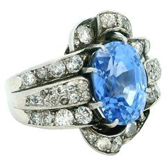 Victorian Paul Matthews Natürlicher Ceylon Saphir & Diamant Ring, GIA zertifiziert