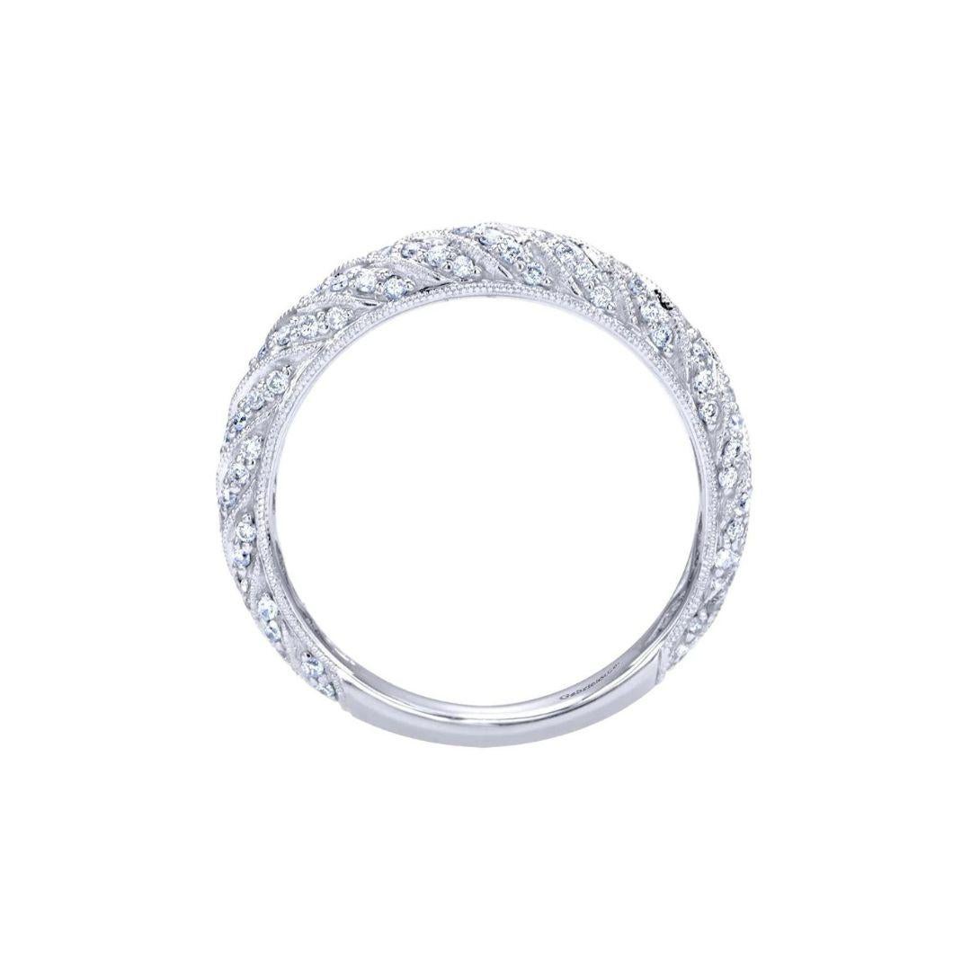 Round Cut Victorian Pave Design White Gold Diamond Band For Sale
