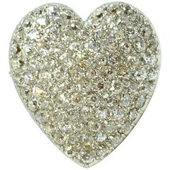 Victorian Pavé Diamond Heart Brooch Pendant