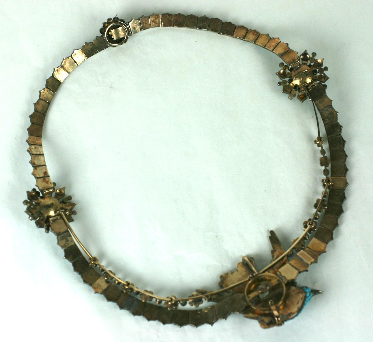 Viktorianische Pave Türkis und Perle Spatz Halskette im Angebot 1