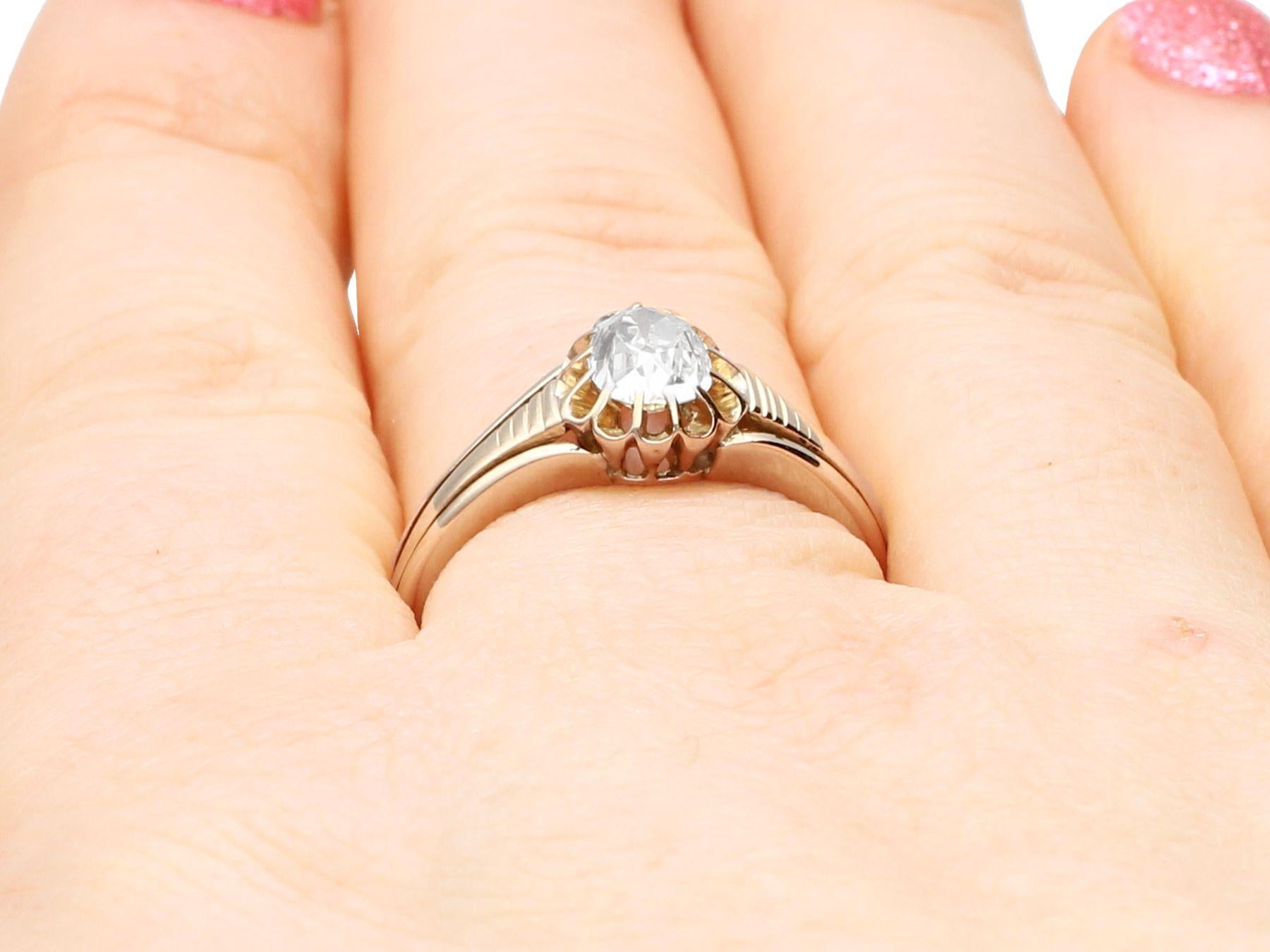 Antique Victorian Pear Cut Diamond and Yellow Gold Solitaire Engagement Ring For Sale 3