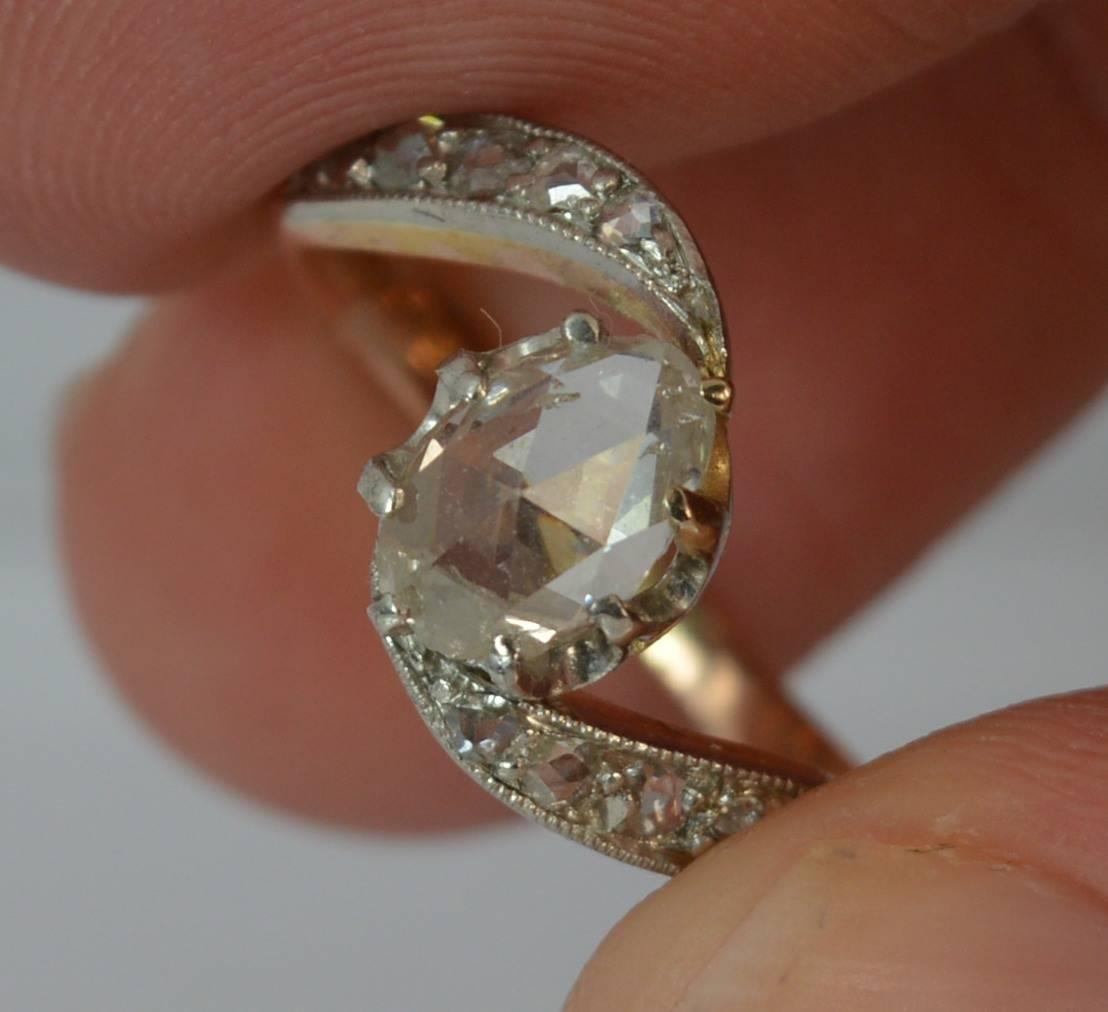 Victorian Pear Rose Cut Diamond 18 Carat Rose Gold French Ring 10
