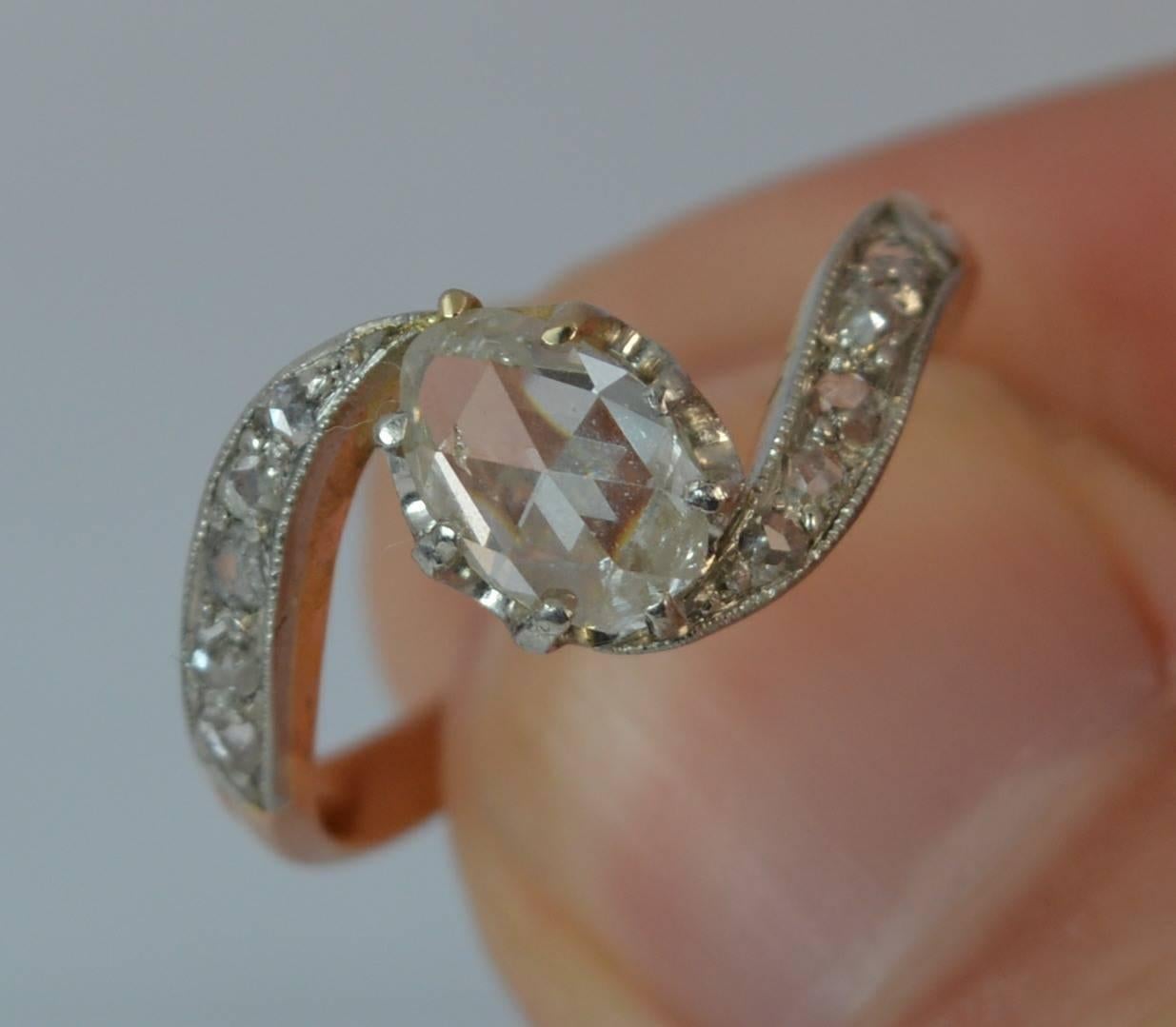 Victorian Pear Rose Cut Diamond 18 Carat Rose Gold French Ring 2