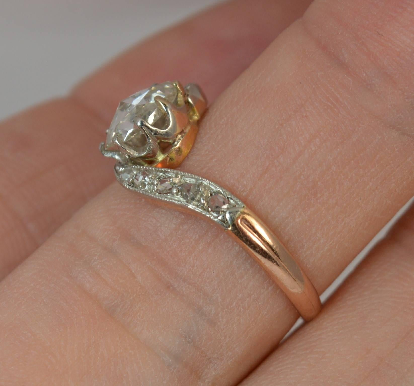 Victorian Pear Rose Cut Diamond 18 Carat Rose Gold French Ring 5