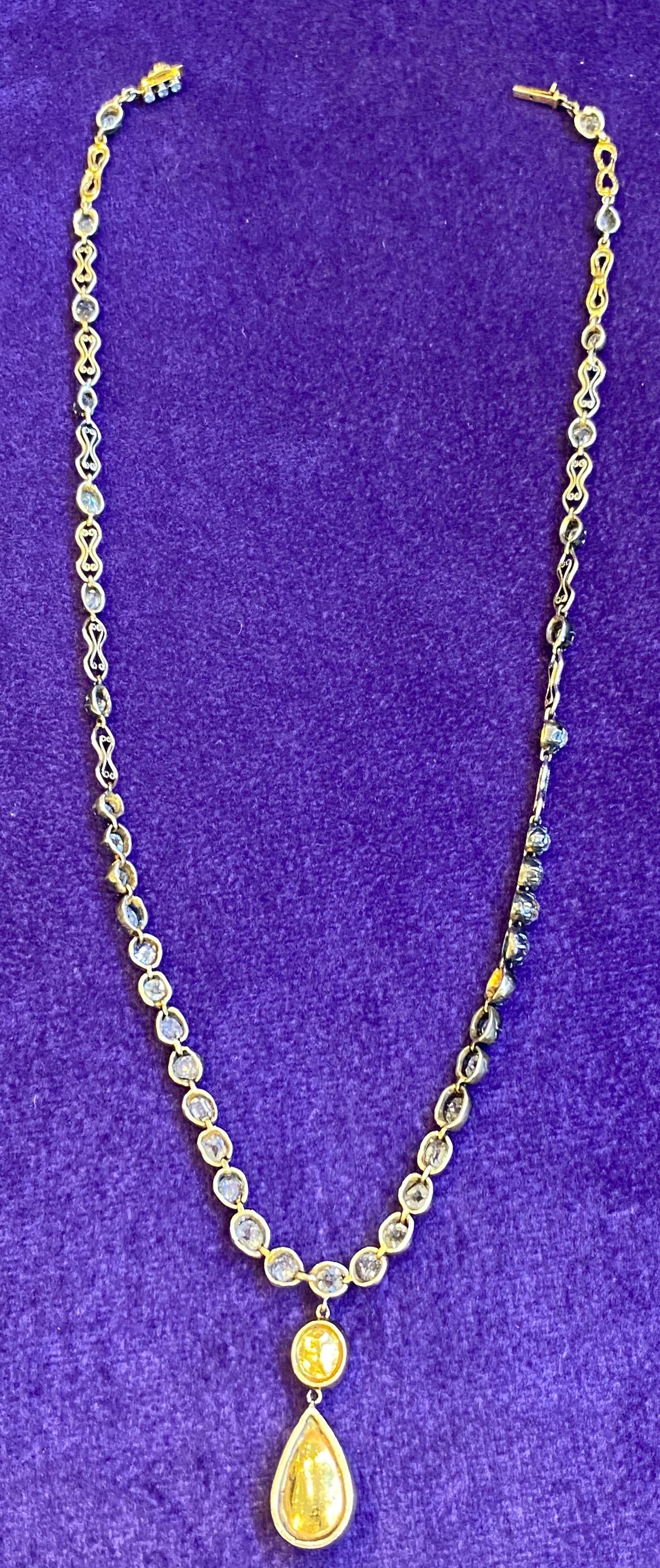 Victorian Pear Shape Rose Cut Diamond Necklace 3