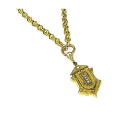 Victorian Pearl 14k Yellow Gold Pendant Necklace