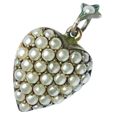 Ciondolo vittoriano in oro 9 carati con perle