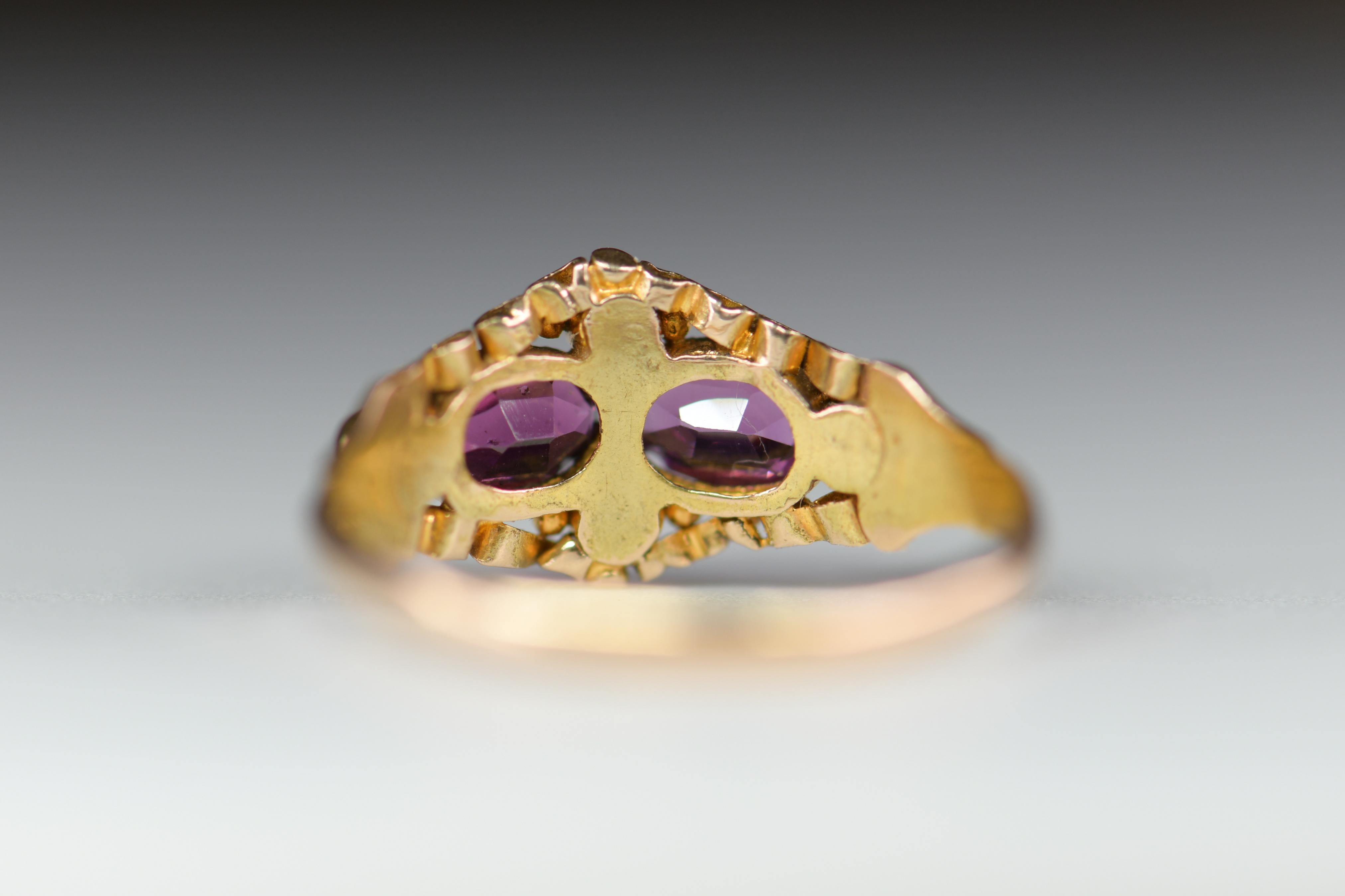 Victorian Pearl and Amethyst 15 Karat Gold Antique Ring 1