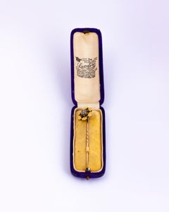 Victorian Pearl and 18 Carat Gold Pin in Original Box