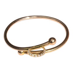 Victorian Pearl and 9 Carat Gold Crescent Bangle